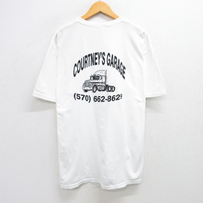 XL★古着 半袖 ビンテージ Tシャツ メンズ 00年代 00s トラック 大きいサイズ コットン クルーネック 白 ホワイト 25may29 中古