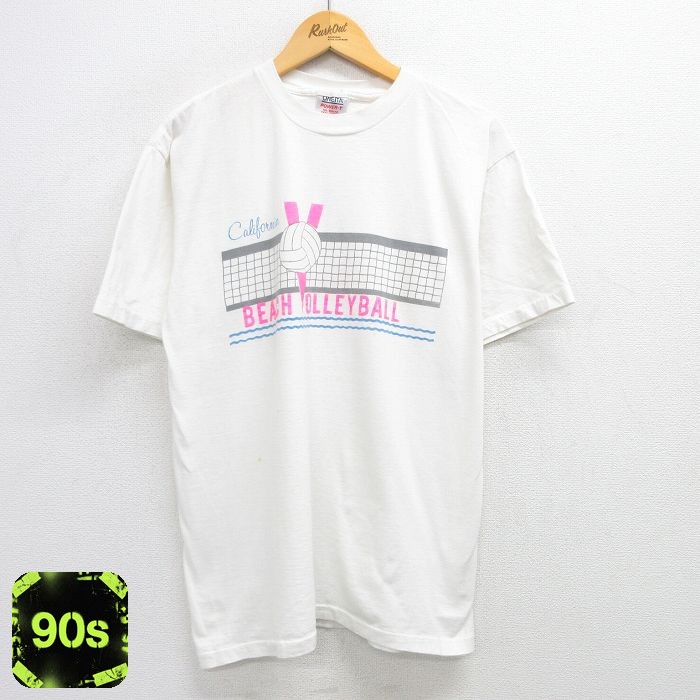 【50%OFF】オニータ 90s 半袖Tシャツ ビーチバレーボール ホワイト XL | 古着