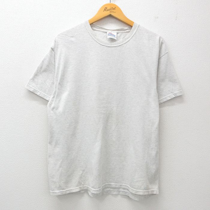 L★古着 ヘインズ Hanes 半袖 ビンテージ Tシャツ メンズ 00年代 00s 無地 クルーネック 薄グレー 霜降り 25may29 中古