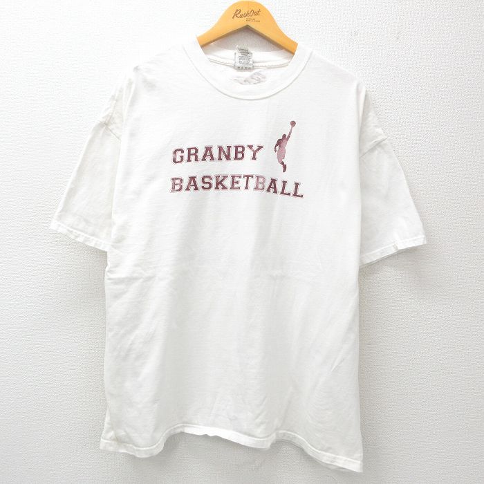 XL★古着 ヘインズ Hanes 半袖 ビンテージ Tシャツ メンズ 00年代 00s グランピー バスケットボール 大きいサイズ コットン クルーネック 白 ホワイト 25may29 中古