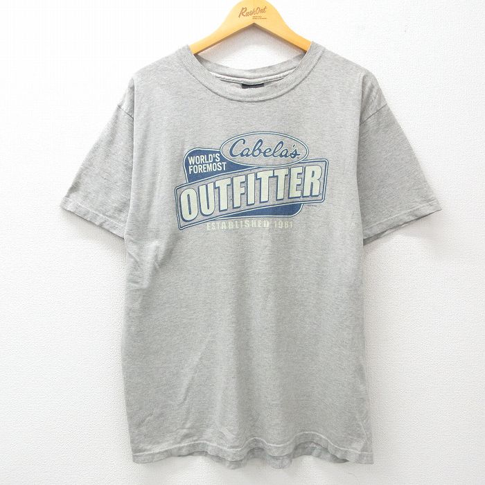 XL★古着 半袖 ビンテージ Tシャツ メンズ 90年代 90s カベラス アウトフィッター コットン クルーネック USA製 薄グレー 霜降り 25may29 中古