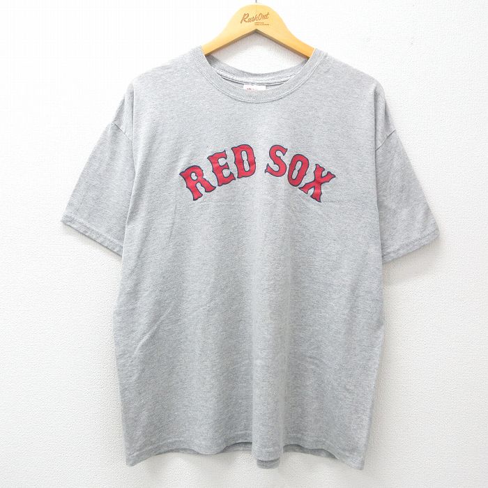 XL★古着 ヘインズ Hanes 半袖 ビンテージ Tシャツ メンズ 00年代 00s レッドソックス クルーネック 薄グレー 霜降り 25may29 中古