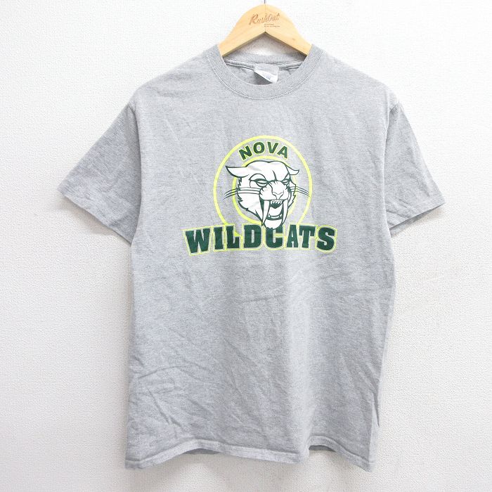 【50%OFF】M★古着 半袖 ビンテージ Tシャツ メンズ 00年代 00s ワイルドキャッツ クルーネック グレー 霜降り 25may29 中古