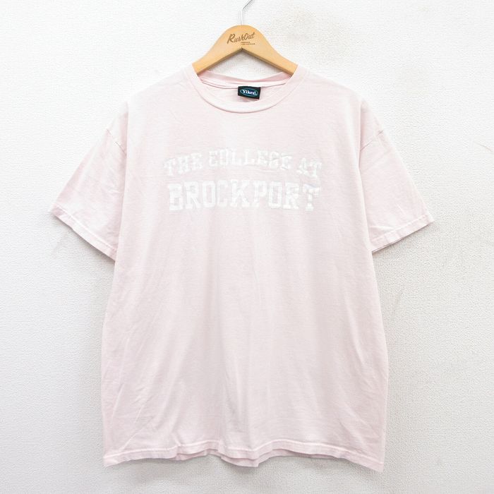 【20%OFF】L★古着 半袖 ビンテージ Tシャツ メンズ 00年代 00s ブロックポート カレッジ クルーネック 薄ピンク 25may29 中古