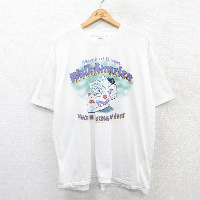 XL★古着 ヘインズ Hanes 半袖 ビンテージ Tシャツ メンズ 90年代 90s スニーカー 大きいサイズ クルーネック 白 ホワイト 【spe】 25may29 中古