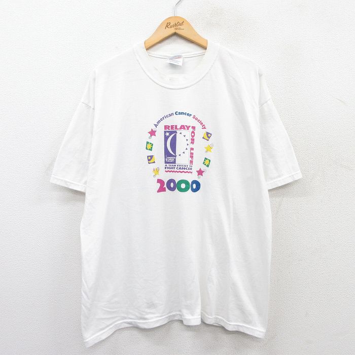 ヘインズ 00s 半袖Tシャツ 月太陽 ホワイト XL | 古着