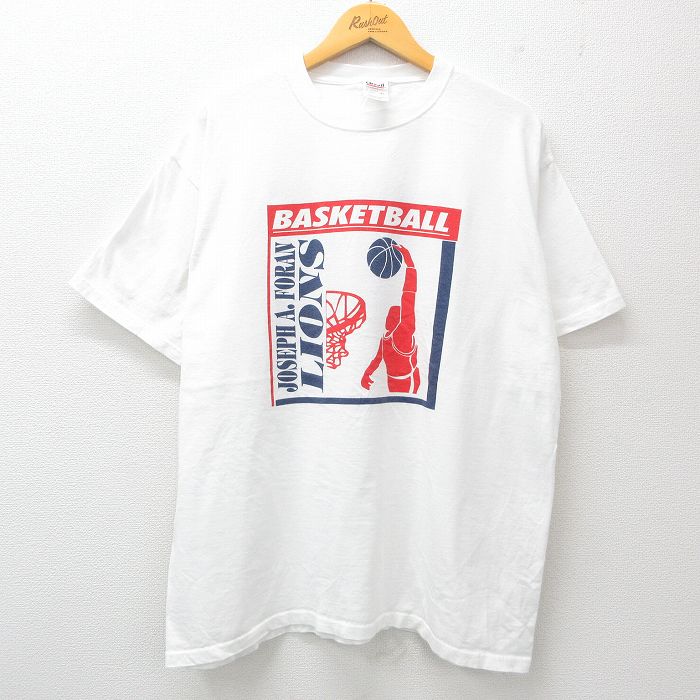 XL★古着 半袖 ビンテージ Tシャツ メンズ 00年代 00s バスケットボール ダンキンドーナツ 大きいサイズ コットン クルーネック 白 ホワイト 25may29 中古