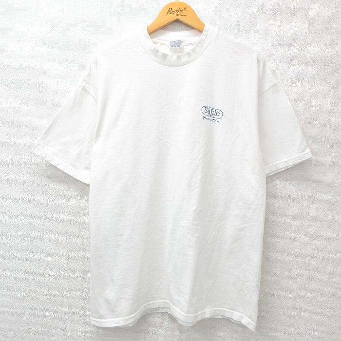 XL★古着 ヘインズ Hanes 半袖 ビンテージ Tシャツ メンズ 00年代 00s メガネ サフィロ コットン クルーネック 白 ホワイト 【spe】 25may29 中古