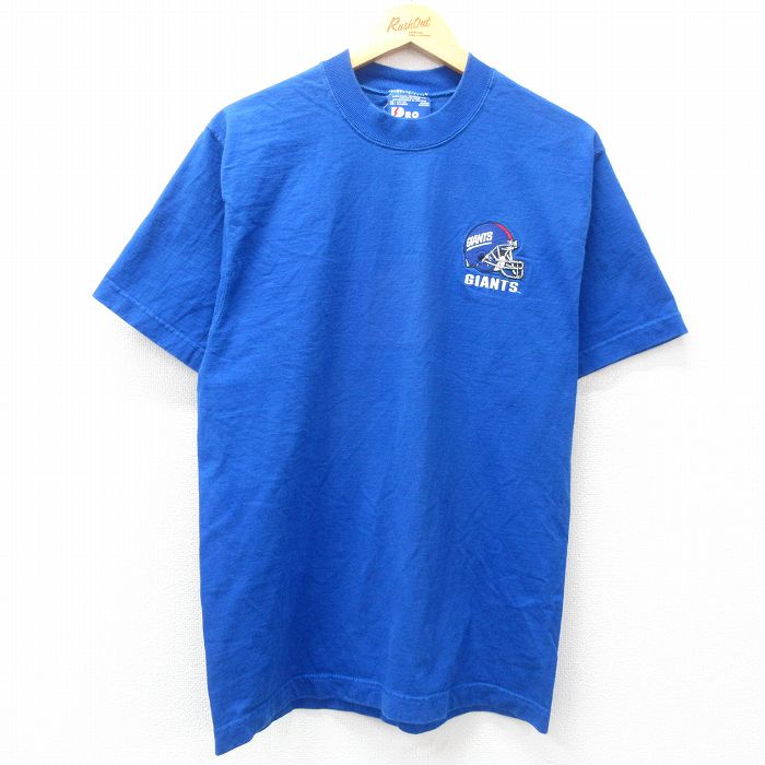 M★古着 半袖 ビンテージ Tシャツ メンズ 90年代 90s NFL ニューヨークジャイアンツ コットン クルーネック USA製 青 ブルー アメフト スーパーボウル 25may29 中古