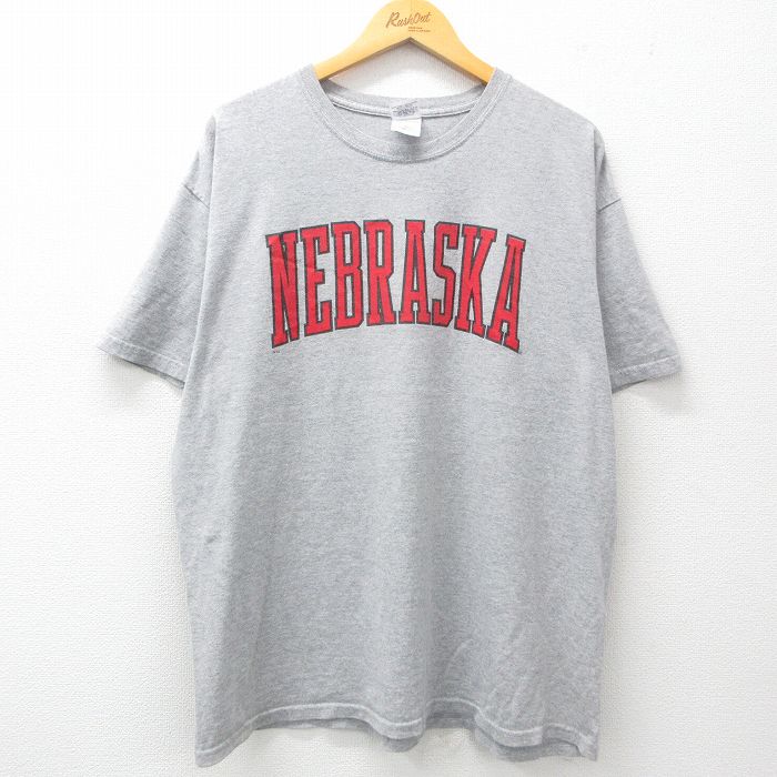 【50%OFF】XL★古着 半袖 ビンテージ Tシャツ メンズ 00年代 00s ネブラスカ 大きいサイズ クルーネック グレー 霜降り 25may29 中古