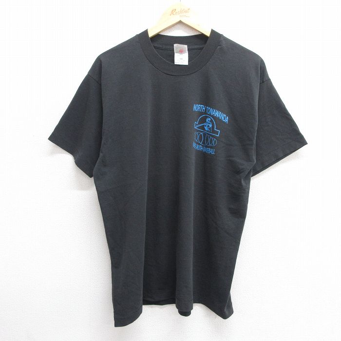 L★古着 フルーツオブザルーム 半袖 ビンテージ Tシャツ メンズ 00年代 00s ノーストナワンダ ベースボール クルーネック 黒 ブラック 25may29 中古