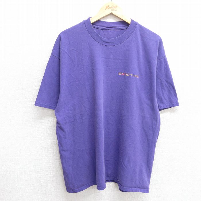XL★古着 半袖 ビンテージ Tシャツ メンズ 00年代 00s EXACT FIT クルーネック 紫 パープル 25may29 中古