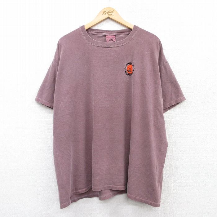 XL★古着 半袖 ビンテージ Tシャツ メンズ 90年代 90s オレンジ コーヒー 大きいサイズ コットン クルーネック エンジ系 25may30 中古