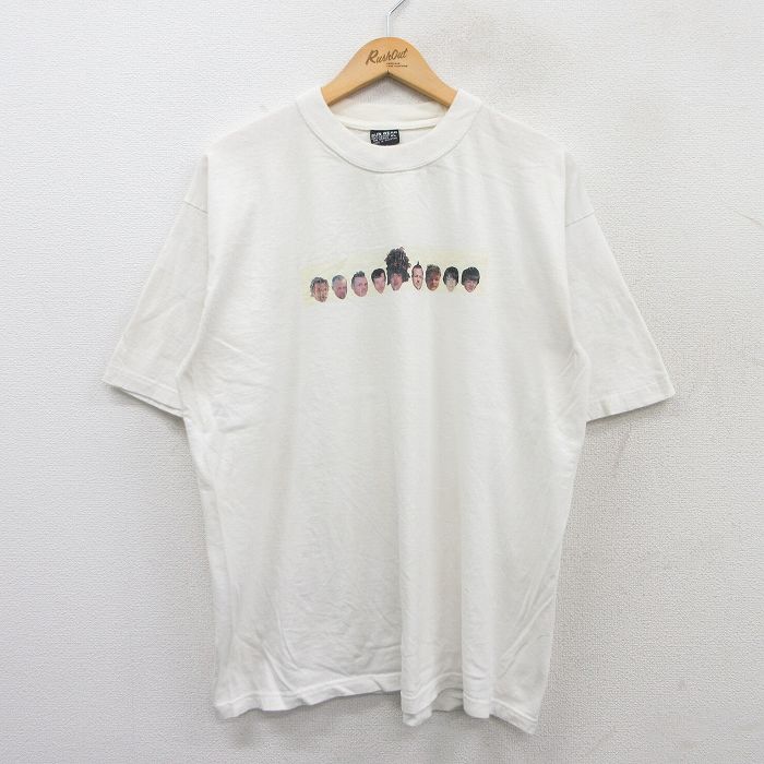 XL★古着 半袖 ビンテージ Tシャツ メンズ 90年代 90s 男性 コットン クルーネック 白 ホワイト 25may30 中古