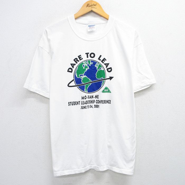 【50%OFF】XL★古着 半袖 ビンテージ Tシャツ メンズ 00年代 00s 地球 大きいサイズ コットン クルーネック 白 ホワイト 25may30 中古