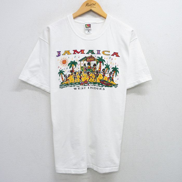 XL★古着 フルーツオブザルーム 半袖 ビンテージ Tシャツ メンズ 00年代 00s ジャマイカ コットン クルーネック 白 ホワイト 25may30 中古