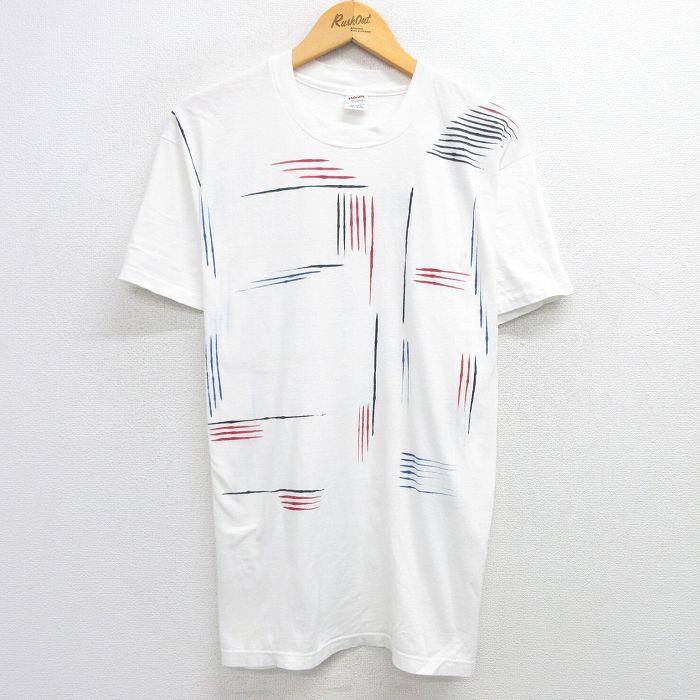 L★古着 ヘインズ Hanes 半袖 ビンテージ Tシャツ メンズ 80年代 80s コットン クルーネック USA製 白 ホワイト 25may30 中古