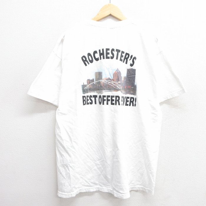 【50%OFF】XL★古着 ヘインズ Hanes 半袖 ビンテージ Tシャツ メンズ 00年代 00s ロチェスター コットン クルーネック 白 ホワイト 25may31 中古