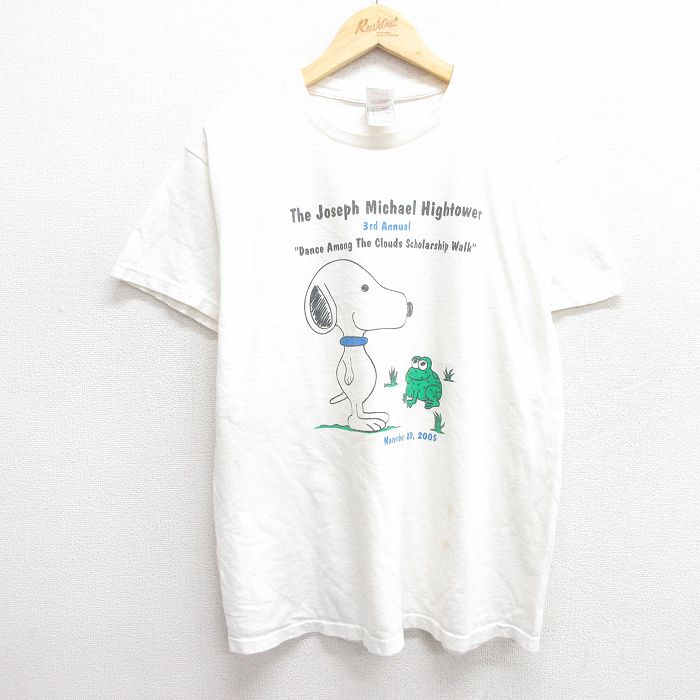 【20%OFF】L★古着 フルーツオブザルーム 半袖 ビンテージ Tシャツ メンズ 00年代 00s 犬 カエル コットン クルーネック 白 ホワイト 【spe】 25may31 中古