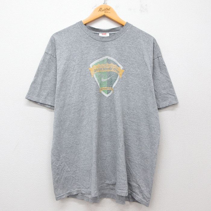 ナイキ 00s 半袖Tシャツ ビッグロゴ グレー XL | 古着