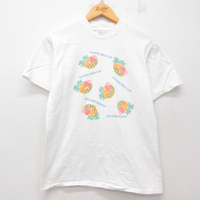 【20%OFF】M★古着 オニータ ONEITA 半袖 ビンテージ Tシャツ メンズ 90年代 90s パイナップル コットン クルーネック 白 ホワイト 25may31 中古