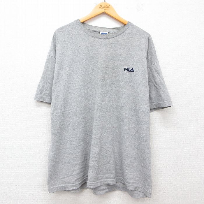 【50%OFF】フィラ 90s 半袖Tシャツ ワンポイントロゴ グレー XL | 古着