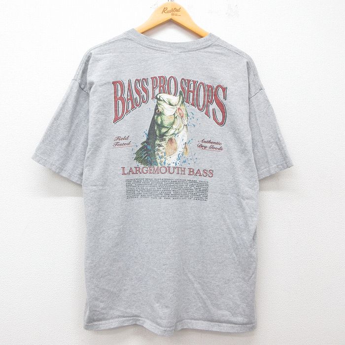 【50%OFF】XL★古着 半袖 ビンテージ Tシャツ メンズ 00年代 00s バスプロショップ 魚 大きいサイズ クルーネック グレー 霜降り 【spe】 25may31 中古