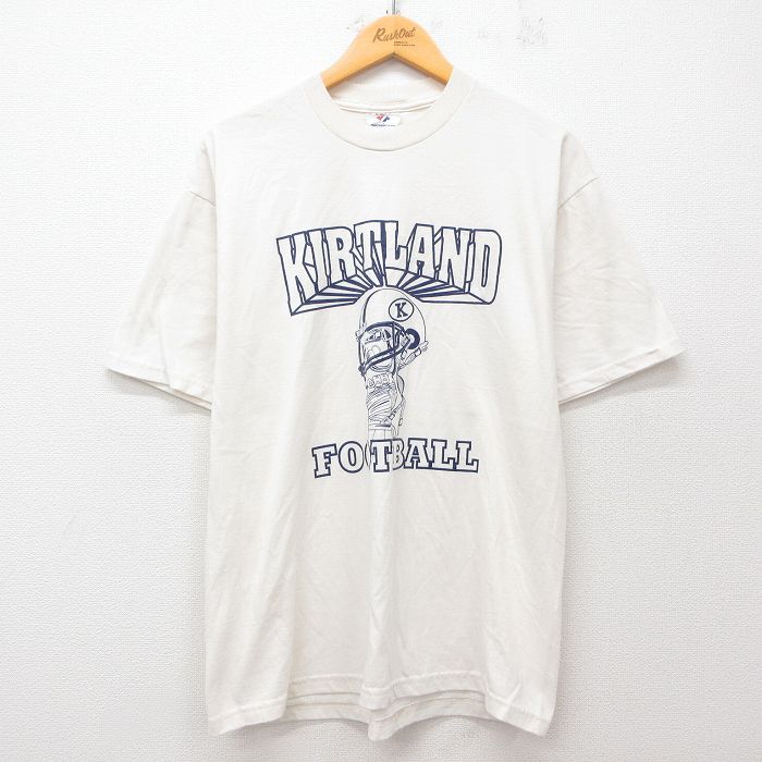 L★古着 ジャージーズ 半袖 ビンテージ Tシャツ メンズ 00年代 00s カートランド フットボール クルーネック 生成り 25may31 中古