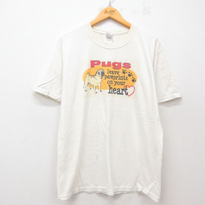 00s 半袖Tシャツ 犬 生成り XL | 古着