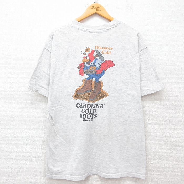 XL★古着 ヘインズ Hanes 半袖 ビンテージ Tシャツ メンズ 00年代 00s 鳥 カロライナ 胸ポケット付き 大きいサイズ クルーネック 薄グレー 霜降り 25may31 中古