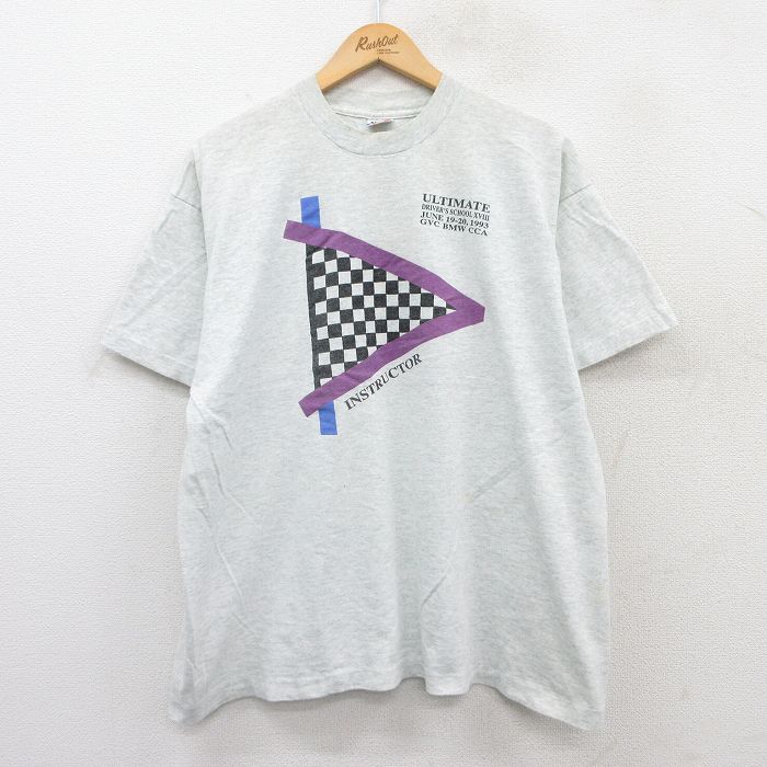 XL★古着 フルーツオブザルーム 半袖 ビンテージ Tシャツ メンズ 90年代 90s インストラクター クルーネック USA製 薄グレー 霜降り 25jun02 中古