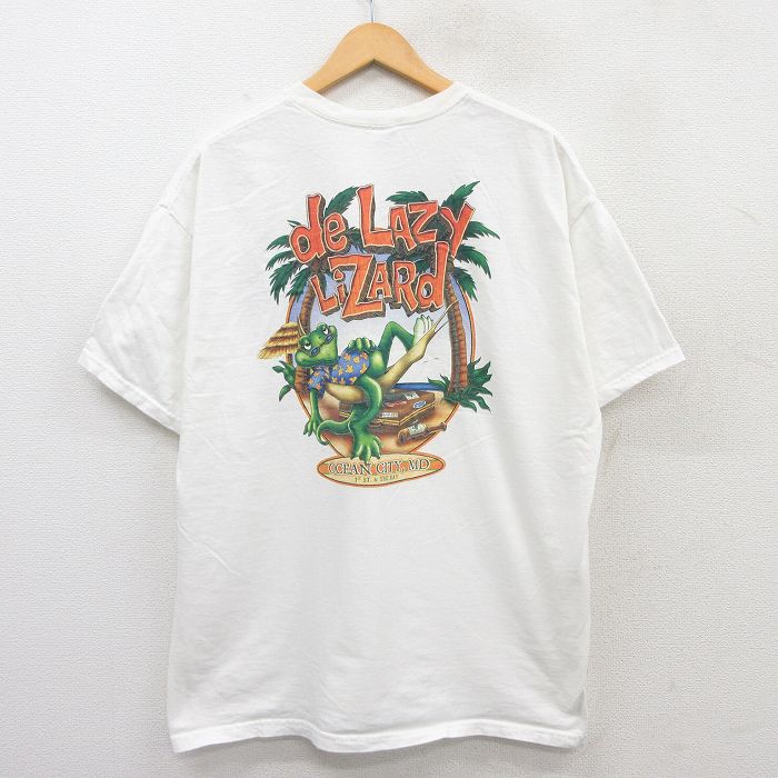 XL★古着 半袖 ビンテージ Tシャツ メンズ 00年代 00s カエル コットン クルーネック 白 ホワイト 25jun02 中古