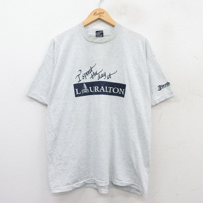 XL★古着 フルーツオブザルーム 半袖 ビンテージ Tシャツ メンズ 90年代 90s LURALTON クルーネック USA製 グレー 霜降り 25jun02 中古