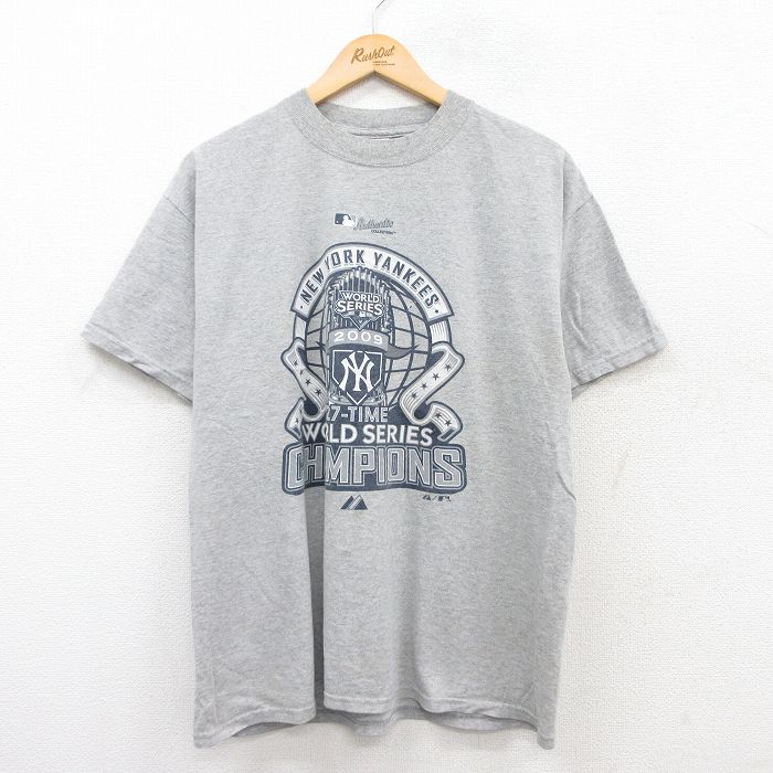 【50%OFF】XL★古着 半袖 ビンテージ Tシャツ メンズ 00年代 00s MLB ニューヨークヤンキース クルーネック グレー 霜降り メジャーリーグ ベースボール 野球 25jun02 中古
