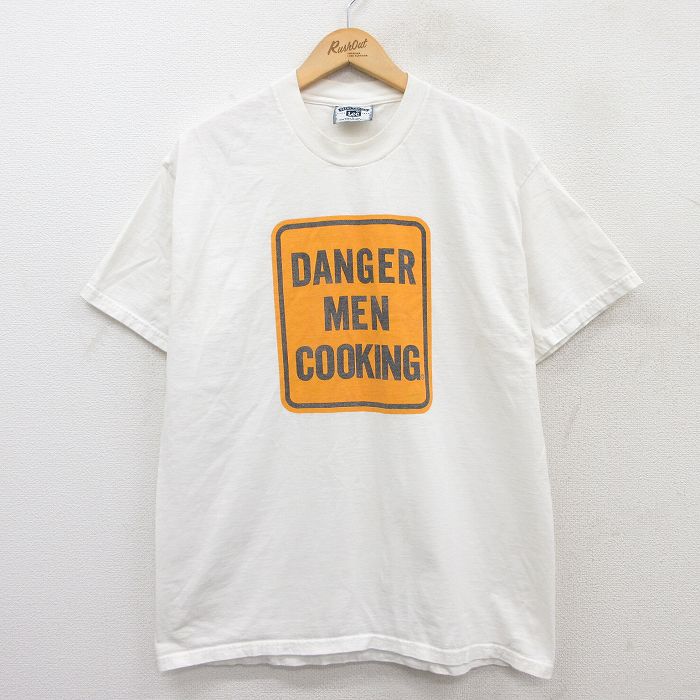 L★古着 リー Lee 半袖 ビンテージ Tシャツ メンズ 90年代 90s クッキング コットン クルーネック 白 ホワイト 25jun02 中古
