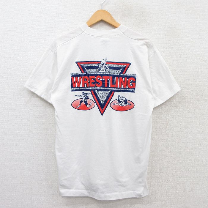 L★古着 フルーツオブザルーム 半袖 ビンテージ Tシャツ メンズ 90年代 90s レスリング クルーネック 白 ホワイト 25jun02 中古