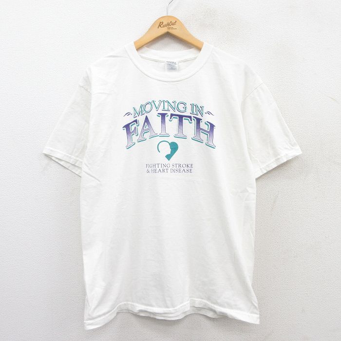00s 半袖Tシャツ FAITH ハート ホワイト L | 古着