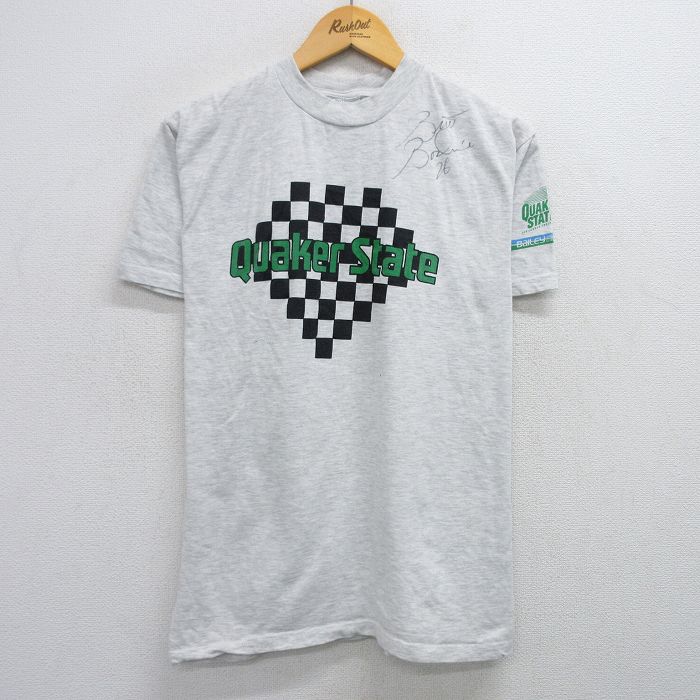 L★古着 半袖 ビンテージ Tシャツ メンズ 90年代 90s クエーカーステート コットン クルーネック USA製 薄グレー 霜降り 25jun02 中古