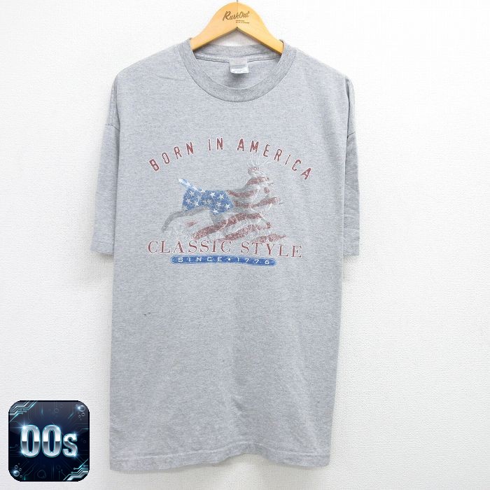 【50%OFF】00s 半袖Tシャツ 星条旗シカ グレー XL | 古着