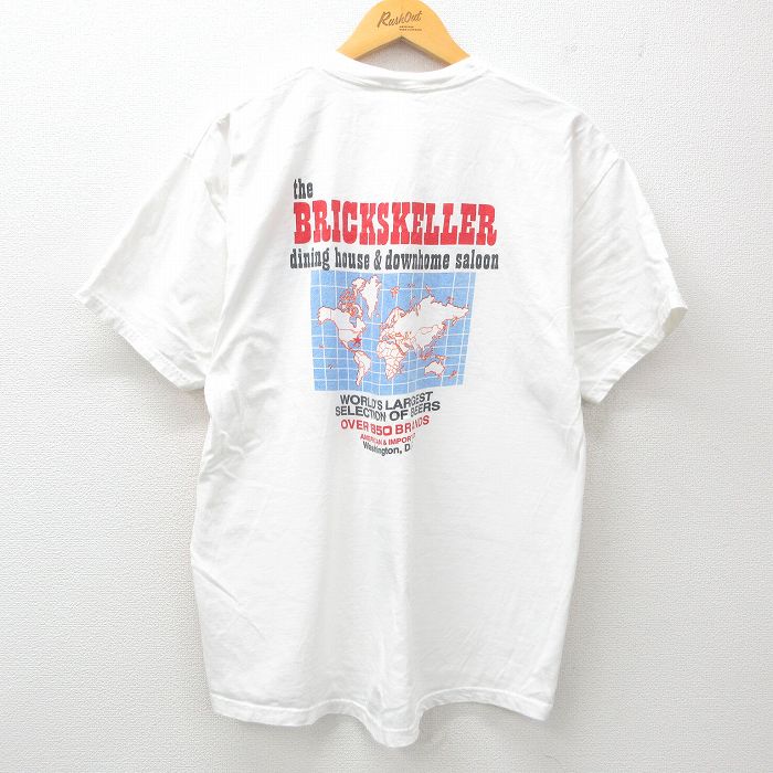 L★古着 ヘインズ Hanes 半袖 ビンテージ Tシャツ メンズ 00年代 00s 地球 地図 BRICKSKELLER コットン クルーネック 白 ホワイト 【spe】 25jun02 中古