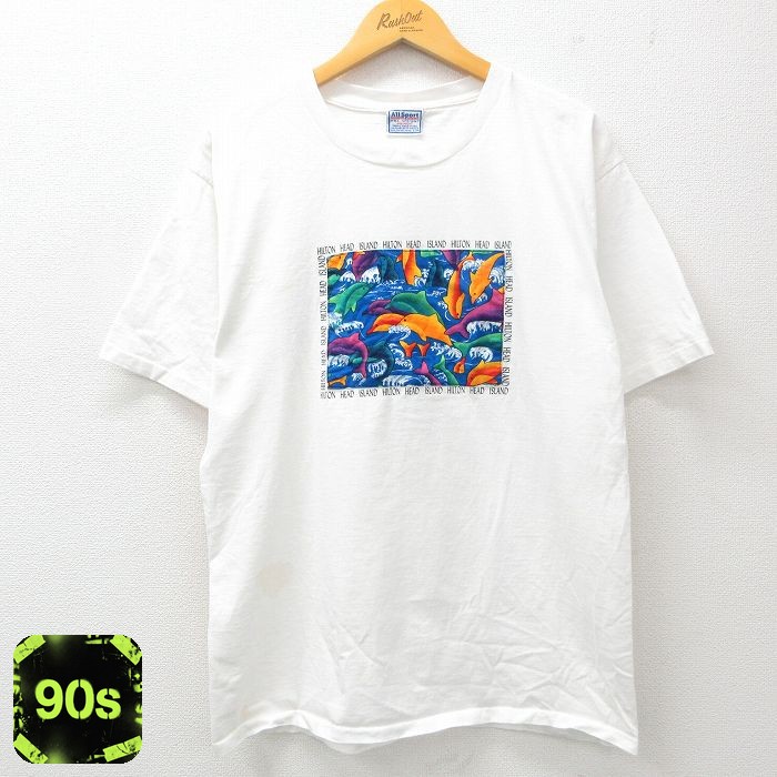 【50%OFF】All sport 90s 半袖Tシャツ イルカ ホワイト L | 古着