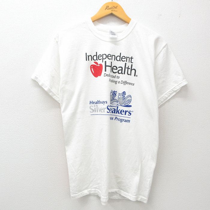 【50%OFF】M★古着 半袖 ビンテージ Tシャツ メンズ 00年代 00s スニーカー リンゴ コットン クルーネック 白 ホワイト 25jun02 中古