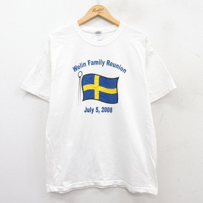 L★古着 半袖 ビンテージ Tシャツ メンズ 00年代 00s スウェーデン コットン クルーネック 白 ホワイト 25jun02 中古