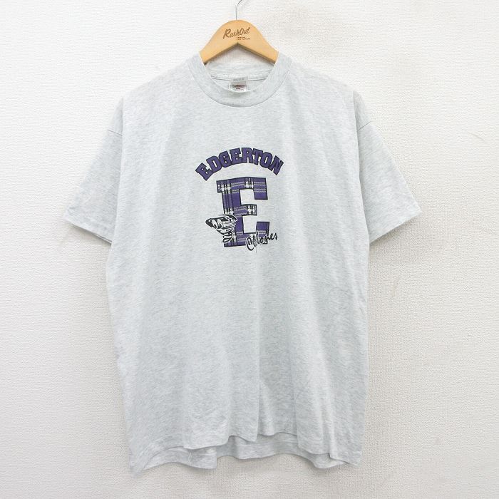 XL★古着 フルーツオブザルーム 半袖 ビンテージ Tシャツ メンズ 90年代 90s ユージン クルーネック USA製 薄グレー 霜降り 25jun02 中古