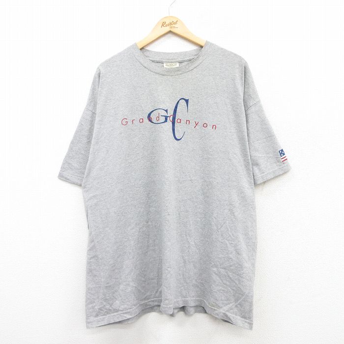 XL★古着 半袖 ビンテージ Tシャツ メンズ 90年代 90s グランドキャニオン 大きいサイズ クルーネック USA製 グレー 霜降り 25jun02 中古
