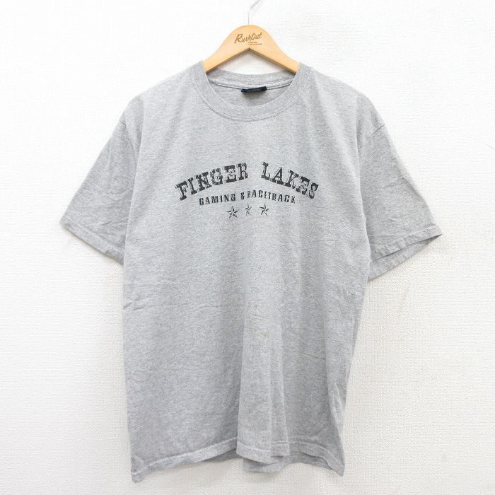 L★古着 MVスポーツ 半袖 Tシャツ メンズ フィンガーレイクス クルーネック グレー 霜降り 25jun02 中古