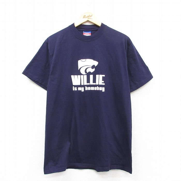 L★古着 チャンピオン champion 半袖 ビンテージ Tシャツ メンズ 00年代 00s WILLIE コットン クルーネック 紺 ネイビー 25jun02 中古