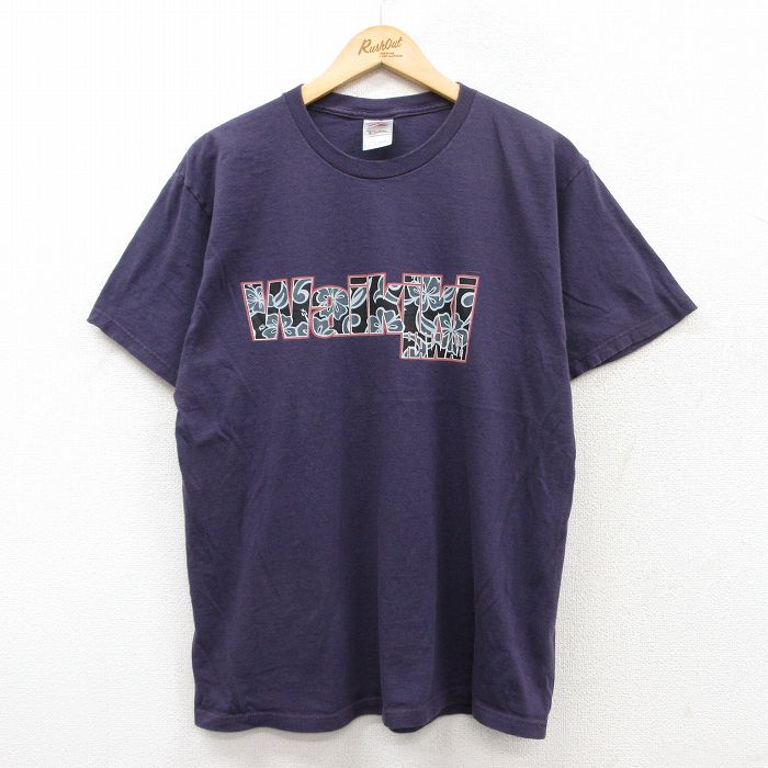 L★古着 フルーツオブザルーム 半袖 ビンテージ Tシャツ メンズ 00年代 00s ワイキキ ハワイ コットン クルーネック 紫 パープル 25jun02 中古