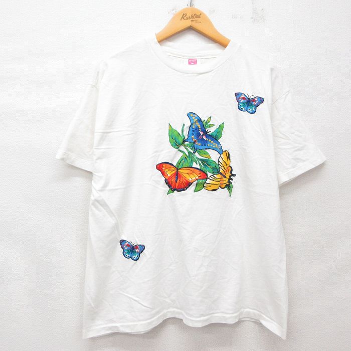 ヘインズ 90s 半袖Tシャツ 蝶々 ホワイト XL | 古着