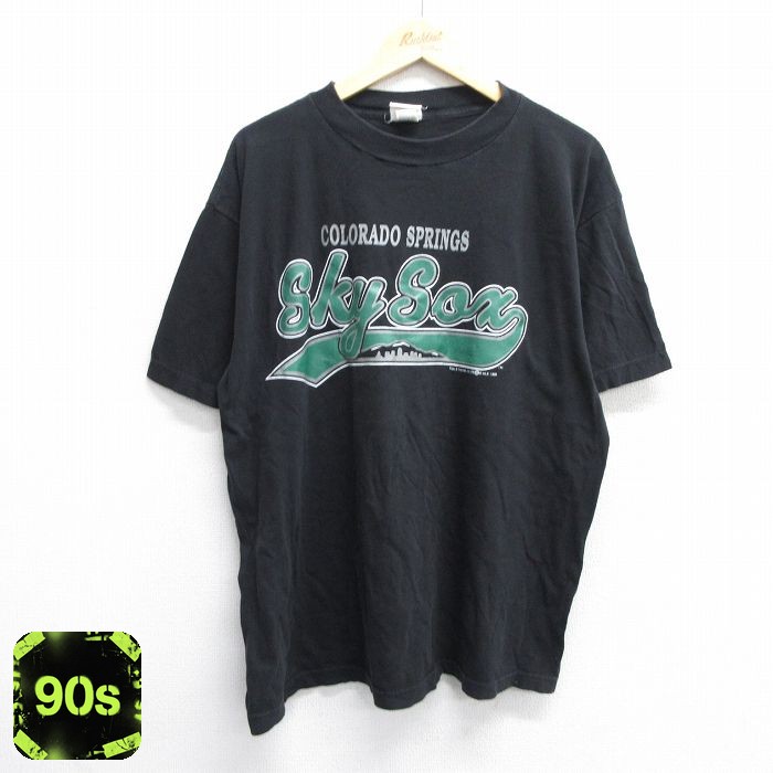 【50%OFF】90s 半袖Tシャツ コロラドスプリングススカイソックス ブラック XL | 古着